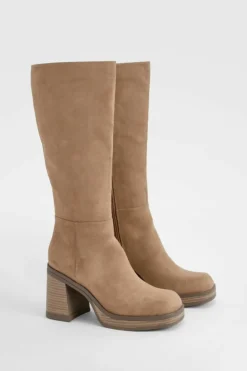 Over The Knee Boots|Knee High Boots*boohoo Platform Knee High Boots taupe