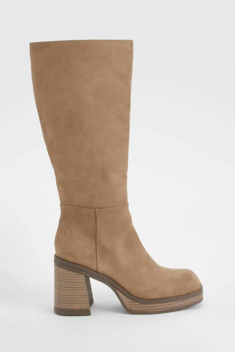 Over The Knee Boots|Knee High Boots*boohoo Platform Knee High Boots taupe