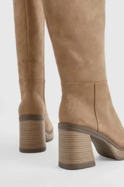 Over The Knee Boots|Knee High Boots*boohoo Platform Knee High Boots taupe