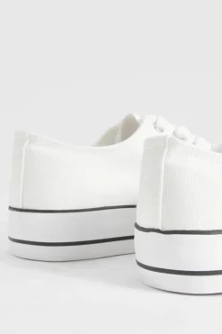 Trainers*boohoo Platform Low Top Lace Up Trainers white