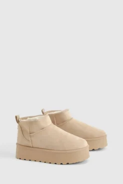 Cosy Boots|All Boots*boohoo Platform Mini Cosy Boots mocha