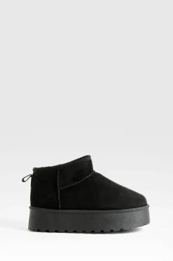 Cosy Boots|All Boots*boohoo Platform Mini Cosy Boots black
