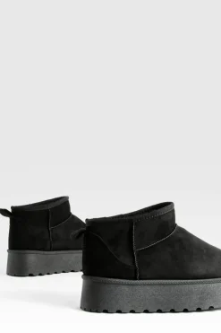 Cosy Boots|All Boots*boohoo Platform Mini Cosy Boots black