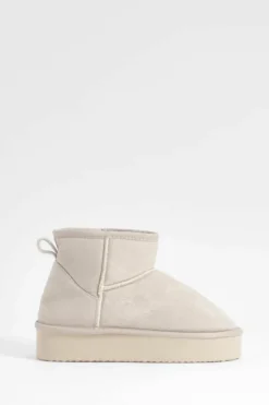 Cosy Boots|All Boots*boohoo Platform Mini Cosy Boots ecru