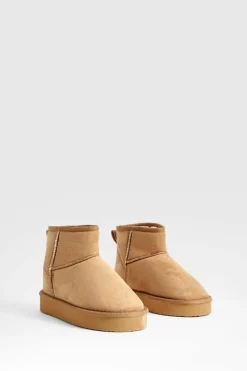 Cosy Boots|Up To 80% Off Winter Warmers*boohoo Platform Mini Cosy Boots chestnut