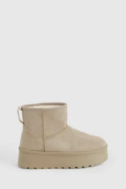 Cosy Boots|All Boots*boohoo Platform Mini Cosy Boots taupe
