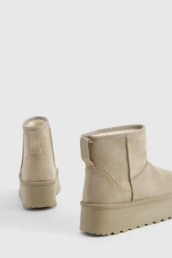 Cosy Boots|All Boots*boohoo Platform Mini Cosy Boots taupe