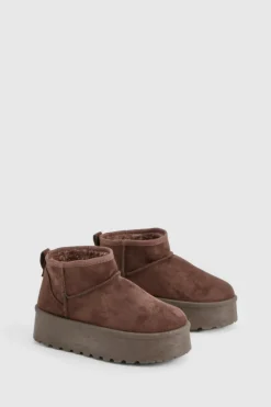Cosy Boots|All Boots*boohoo Platform Ultra Mini Cosy Boots chocolate