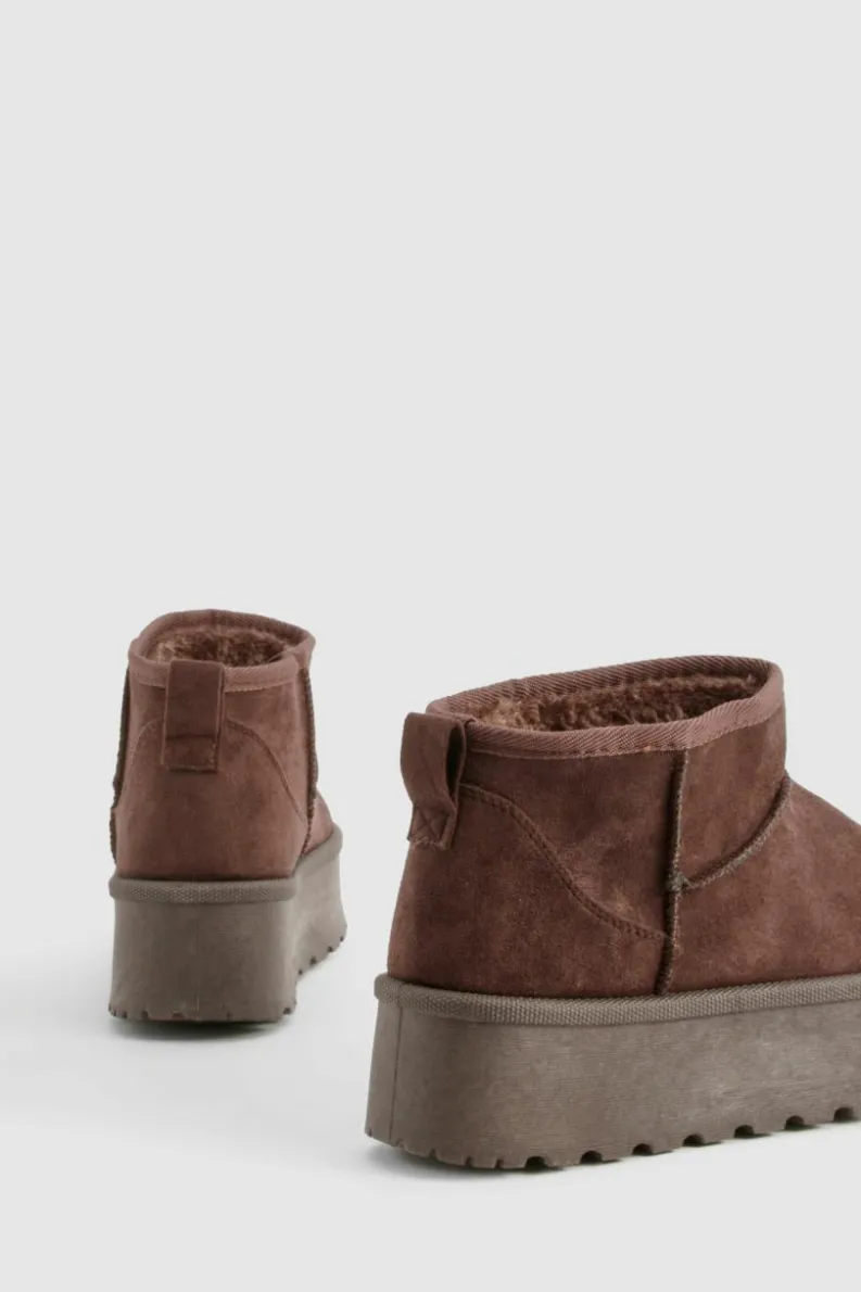 Cosy Boots|All Boots*boohoo Platform Ultra Mini Cosy Boots chocolate