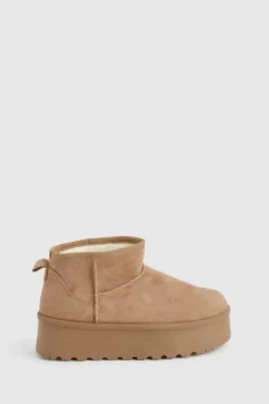 Cosy Boots|All Boots*boohoo Platform Ultra Mini Cosy Boots mocha