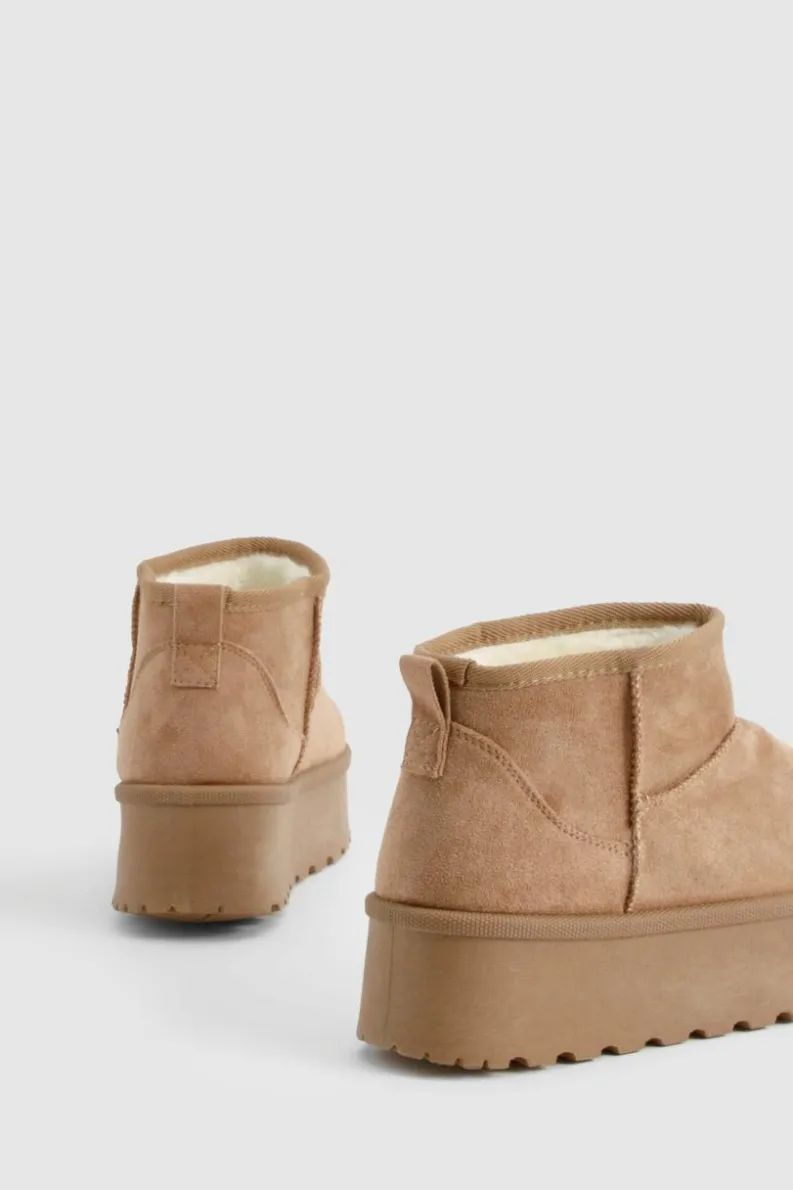 Cosy Boots|All Boots*boohoo Platform Ultra Mini Cosy Boots mocha