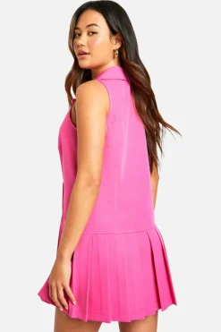 Blazer Dresses*boohoo Pleated Drop Hem Blazer Dress hot pink