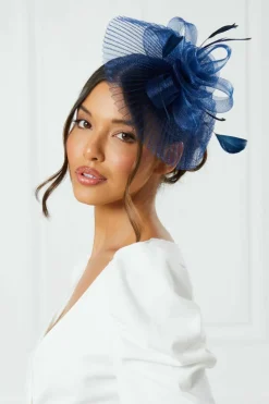 Hair Accessories*Quiz Pleated Flower Clip Fascinator Navy