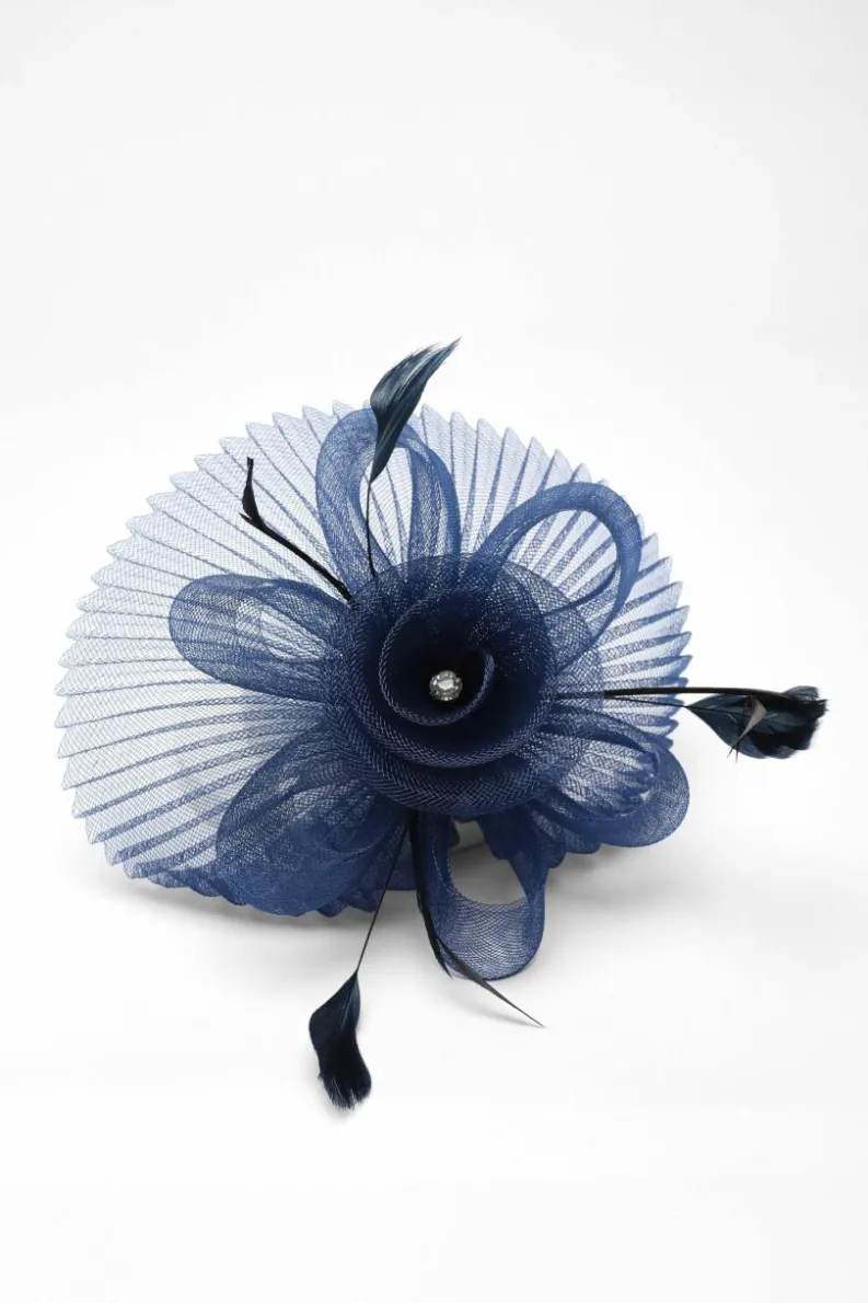 Hair Accessories*Quiz Pleated Flower Clip Fascinator Navy