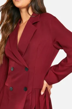 Blazer Dresses*boohoo Pleated Mini Blazer Dress merlot