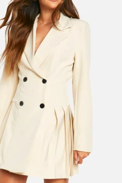 Blazer Dresses*boohoo Pleated Mini Blazer Dress stone