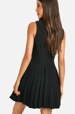 Skater Dresses|Mini Dresses*boohoo Pleated Tailored Mini Dress black
