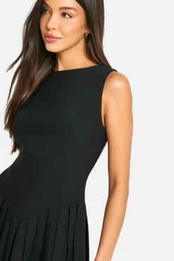 Skater Dresses|Mini Dresses*boohoo Pleated Tailored Mini Dress black