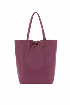 Tote Bags*Sostter Plum Pebbled Leather Tote Shopper | BRILX Maroon