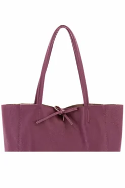 Tote Bags*Sostter Plum Pebbled Leather Tote Shopper | BRILX Maroon