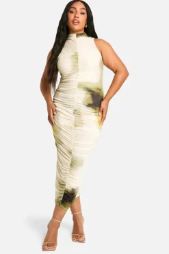 Midi Dresses*boohoo Plus Abstract Ruched Midi Dress multi