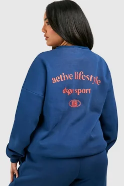 Sweatshirts|Hoodies & Sweatshirts*boohoo Plus Active Dsgn Studio Oversized Sweatshirt navy