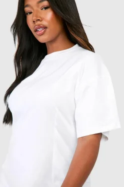 A Line Dresses|T-Shirt Dresses*boohoo Plus A-line Structured T-shirt Dress white