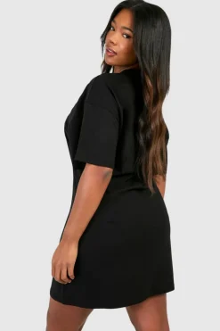 A Line Dresses|T-Shirt Dresses*boohoo Plus A-line Structured T-shirt Dress black