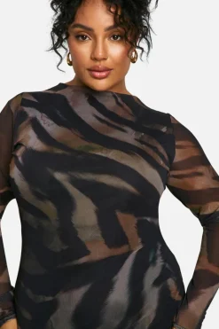 Maxi Dresses|Long Sleeve Dresses*boohoo Plus Animal Print Low Back Maxi Dress brown