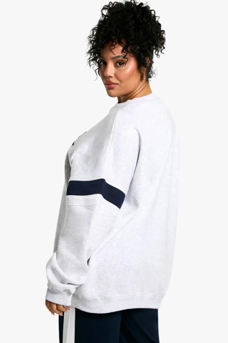 Sweatshirts|Athleisure*boohoo Plus Applique Monaco Oversized Crew Neck Sweatshirt ash grey