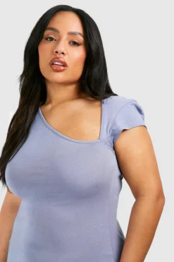 Bodycon Dresses*boohoo Plus Asymetric Cap Sleeve Ruched Midaxi Dress blue