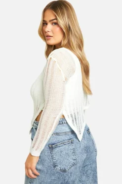 Jumpers*boohoo Plus Asymmetric Ladder Jumper ecru