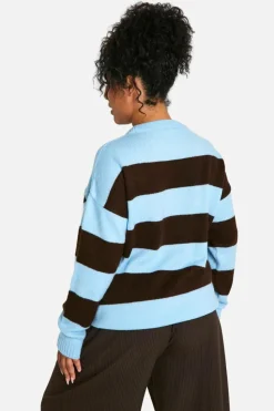 Jumpers*boohoo Plus Athletic Embroidered Oversized Knitted Sweat baby blue