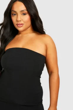 Midi Dresses*boohoo Plus Bandeau Bengaline Midi Dress black