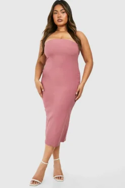 Midi Dresses*boohoo Plus Bandeau Bengaline Midi Dress mauve