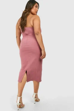 Midi Dresses*boohoo Plus Bandeau Bengaline Midi Dress mauve