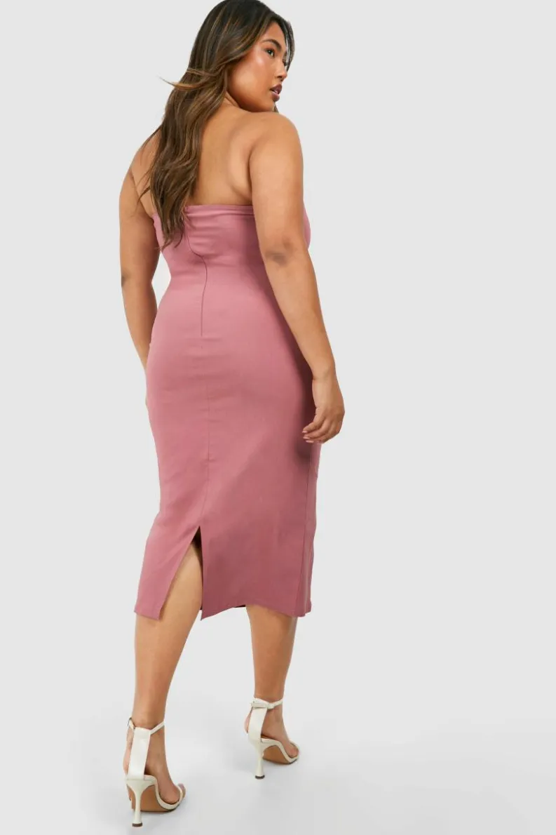 Midi Dresses*boohoo Plus Bandeau Bengaline Midi Dress mauve