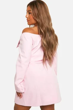 Blazer Dresses*boohoo Plus Bardot Blazer Dress blush