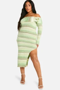 Jumper Dresses|Jumper Dresses*boohoo Plus Bardot Buckle Knitted Dress green