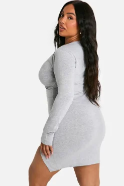 Wrap Dresses*boohoo Plus Basic Jersey Wrap Dress grey marl