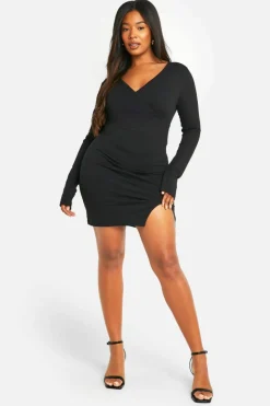 Wrap Dresses*boohoo Plus Basic Jersey Wrap Dress black