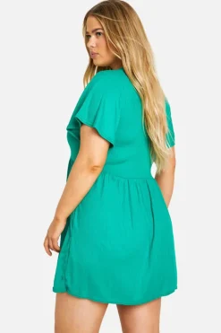 Smock Dresses*boohoo Plus Basic Rib Smock Dress green