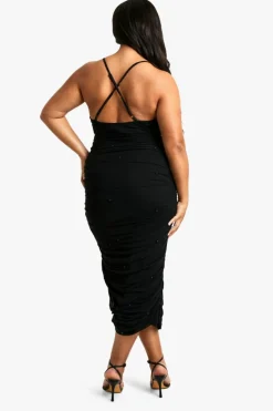 Bodycon Dresses*boohoo Plus Beaded Strappy Midaxi Dress black
