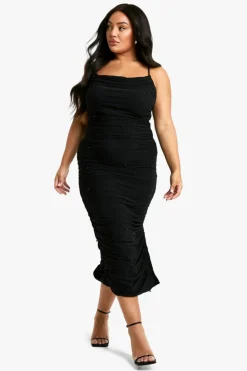 Bodycon Dresses*boohoo Plus Beaded Strappy Midaxi Dress black