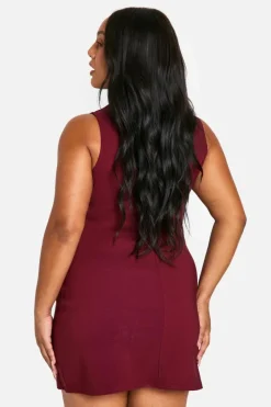 A Line Dresses*boohoo Plus Bengaline A Line Mini Dress berry