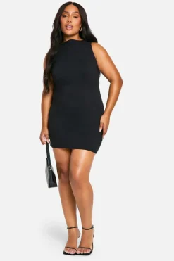 A Line Dresses*boohoo Plus Bengaline A Line Mini Dress black
