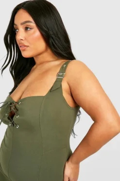 Bodycon Dresses*boohoo Plus Bengaline Buckle Utility Bodycon Dress khaki