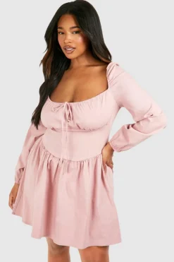 Skater Dresses*boohoo Plus Bengaline Milkmaid Corest Skater Dress rose