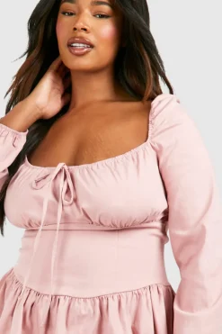 Skater Dresses*boohoo Plus Bengaline Milkmaid Corest Skater Dress rose