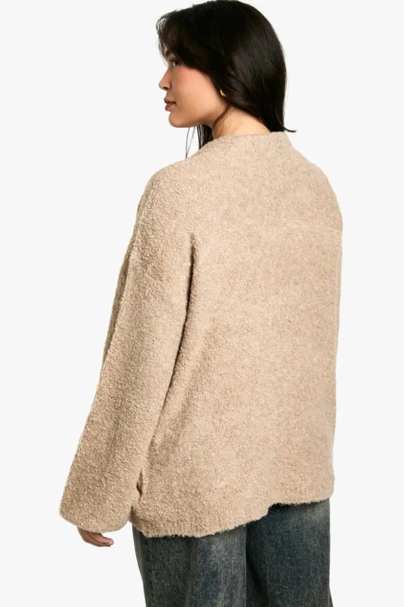 Cardigans|Jumpers & Cardigans*boohoo Plus Borg Knitted Oversized Bomber Jacket camel